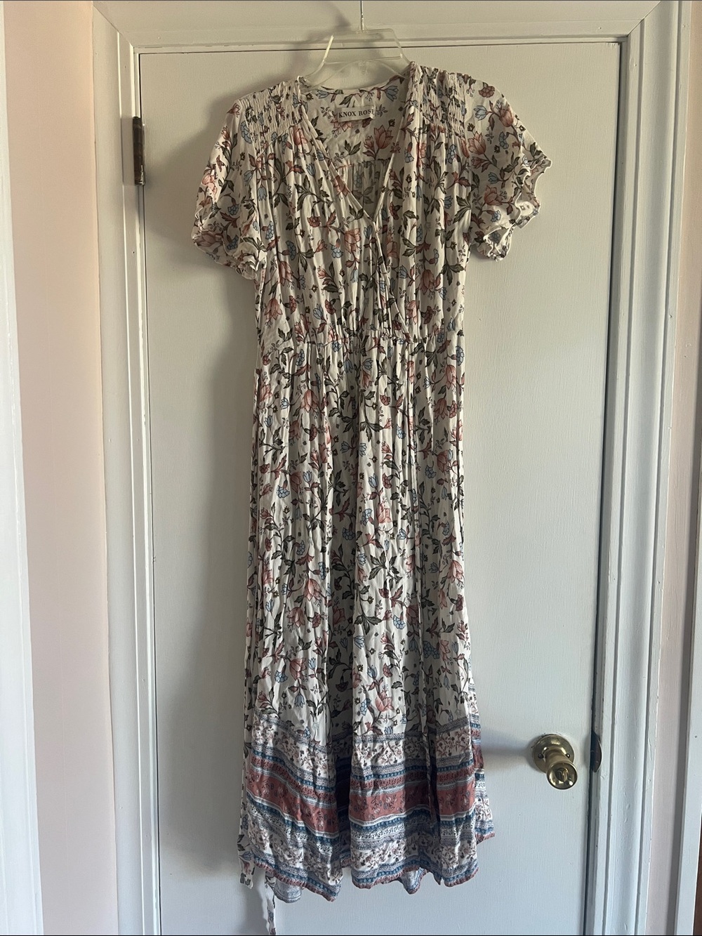 Knox Rose White Maxi Dress with Pink & Blue Floral Print